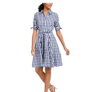 Calvin Klein Navy Checkered Midi Dress
